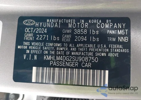 2025 Hyundai Elantra Sel Sport из США, поврежденный, VIN KMHLM4DG2SU908750